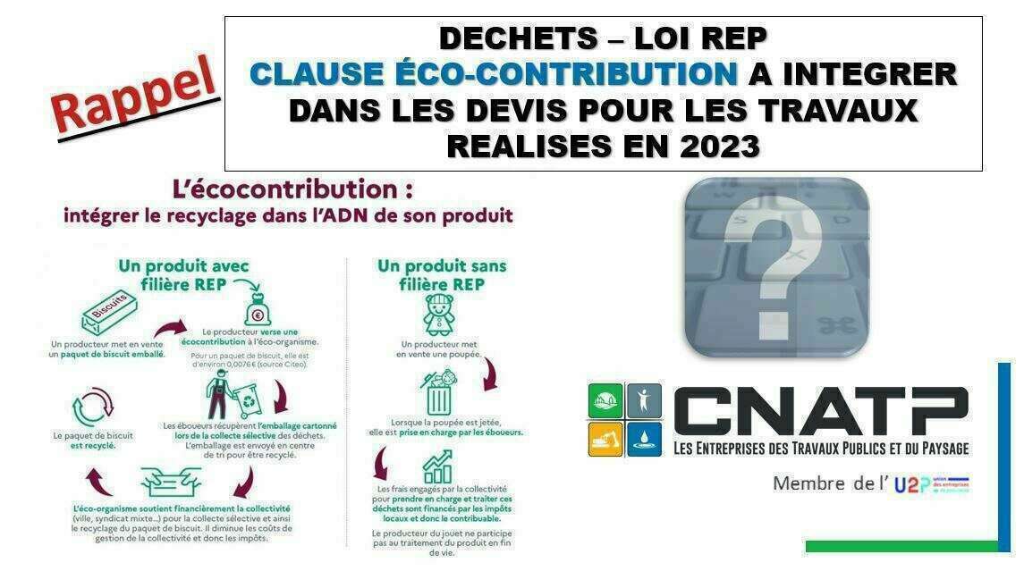 DECHETS LOI REP CLAUSE ÉCO CONTRIBUTION A INTEGRER DANS LES DEVIS