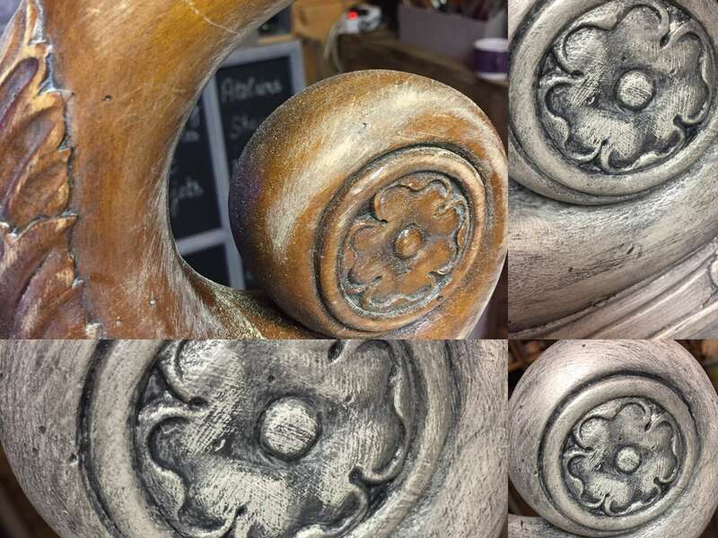 Détail patine sur fauteuil empire