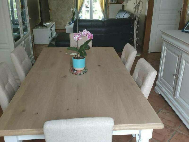 Buffet et vitrine merisier peint en Color'Mat Coton