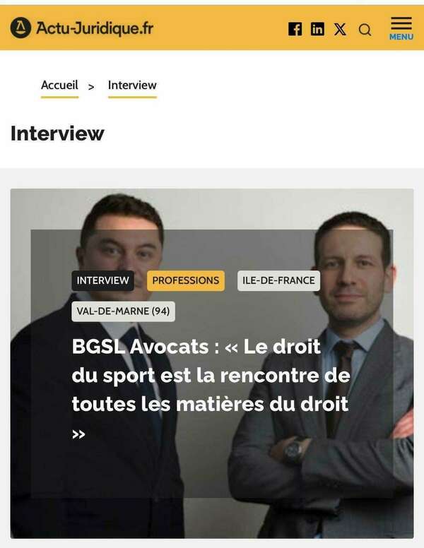 Interview de Joao GONCALVES et Yazid BENMERIEM par Actu-juridique 