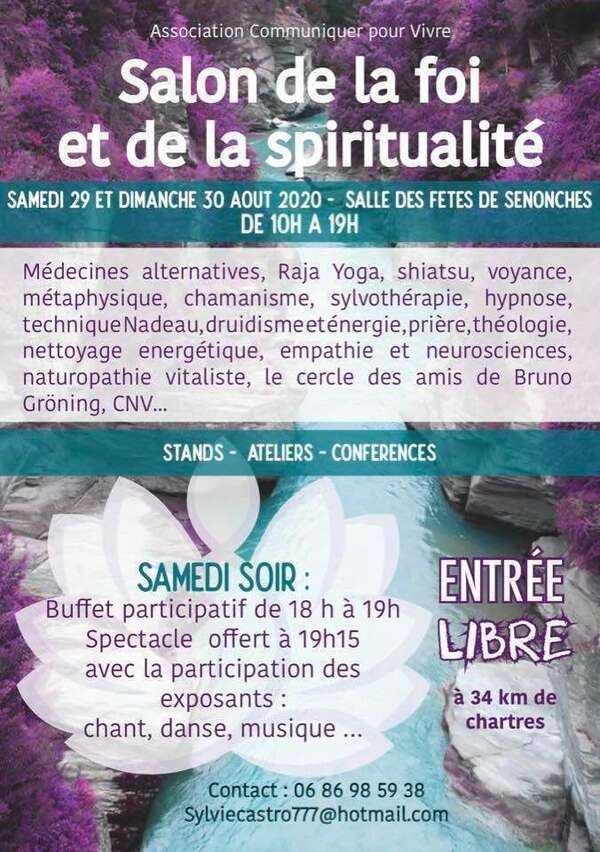 Salon Spiritualité et médecine douce à Senonches (28) les 29 et 30 août 2020