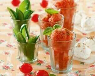 Sorbet tomate, basilic et huile d’olive  