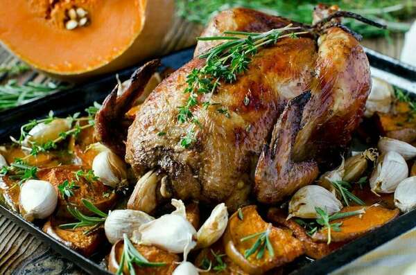 Poulet au potimarron au four 