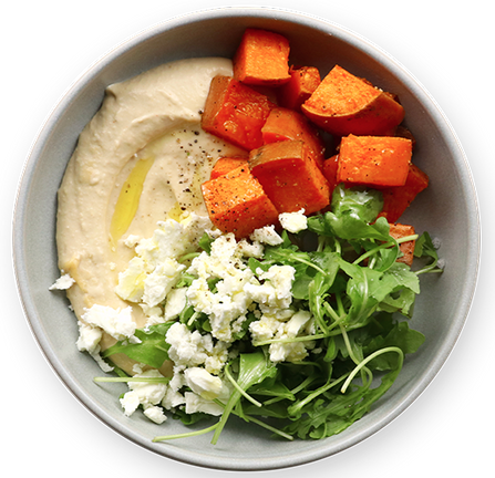 Bowl de légumes rotis et houmous