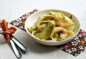 Endives fondantes à l'orange et aux crevettes