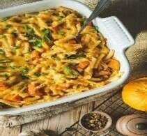 Gratin de pâtes  au potiron et au fromage