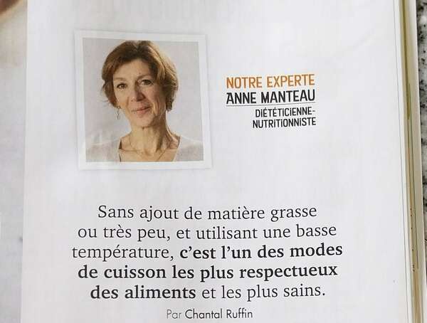 Mon article " les bienfaits de la cuisson à l'étouffée" dans le magazine Saveurs Nutrition"
