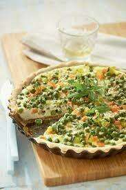 Quiche à la ricotta et aux petits légumes de printemps, pâte brisée au thym