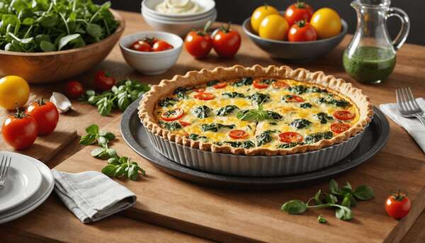 Quiche à la ricotta et aux petits légumes de printemps, pâte brisée au thym