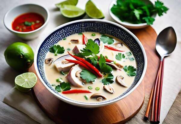 Soupe thaï au poulet et shiitaké 