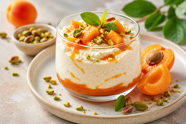 Mousse ricotta, abricots et pistaches