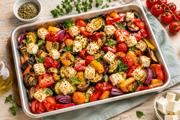 Légumes d’été et féta rôtie