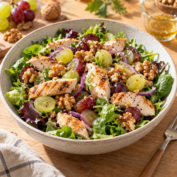 Salade de poulet, au raisin et aux noix 