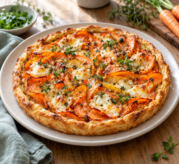 Tarte fine aux carottes et fromage