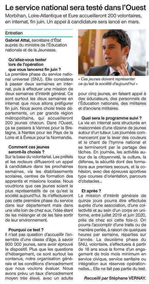 Le Morbihan testera le Service National Universel dès juin 2019