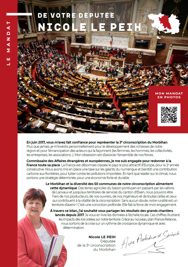 Le mandat de votre députée Nicole LE PEIH