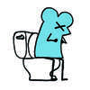 personnage sur toilettes qui force