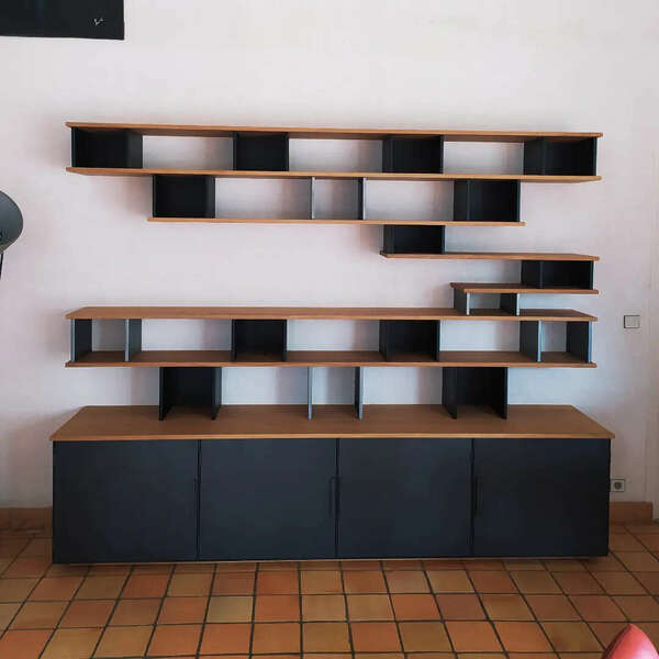 Bibliothèque " Nuage" en chêne massif et acier à Juigné sur Loire (Les Garennes sur Loire)