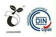 

Les labels "seedling" compostable et "DIN-Geprüft Industrial Compostable" sont présents sur certains produits en bioplastiques. Ils sont équivalents au label OK compost et certifient la conformité des bioplastiques à la norme européenne EN13432 qui atteste de la biodégradabilité des produits à 90% en 6 mois dans des conditions de compostage industriel.
