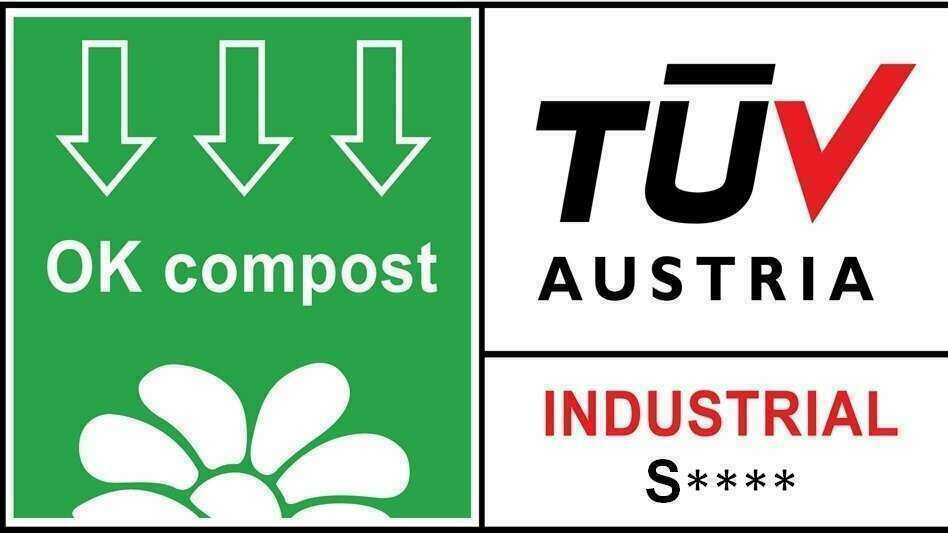Le label OK compost INDUSTRIEL certifie la conformité des bioplastiques à la norme européenne NF EN 13432 qui atteste de la biodégradabilité des produits de 90 % en 6 mois dans des conditions de compostage industriel. À chaque société certifiée est attribué un numéro spécifique, précédé de la lettre S et figurant sous le mot INDUSTRIEL. La liste des sociétés certifiées est disponible sur le site de TUV AUSTRIA.