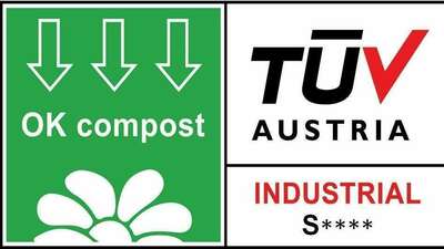 Le label OK compost INDUSTRIEL certifie la conformité des bioplastiques à la norme européenne NF EN 13432 qui atteste de la biodégradabilité des produits de 90 % en 6 mois dans des conditions de compostage industriel. À chaque société certifiée est attribué un numéro spécifique, précédé de la lettre S et figurant sous le mot INDUSTRIEL. La liste des sociétés certifiées est disponible sur le site de TUV AUSTRIA.