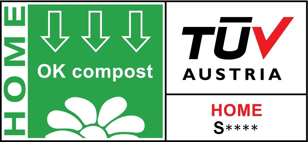Le label OK compost HOME permet d'identifier les bioplastiques compostable dans des conditions de compostage à la maison. Les matières qui se décomposent dans les installations de compostage industrielles où il règne une température constante d'environ 60°C ne se décomposent pas forcement dans le compost maison. Ce label est en correspondance avec les spécifications de le norme NF T51-800. À chaque société certifiée est attribué un numéro spécifique, précédé de la lettre S et figurant sous le mot INDUSTRIEL. La liste des sociétés certifiées est disponible sur le site de TUV AUSTRIA.
