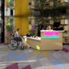 entrée d'immeuble rénovée années 70 lyonnais lumineuse