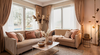 Inspiration décoration intérieure : salon aux tons beige et terracotta, style chaleureux