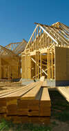 charpente en cours de construction par des professionnels