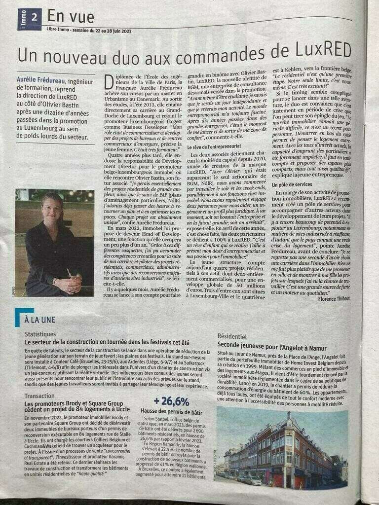 Article de Presse : "Un nouveau duo aux commandes de Luxred"