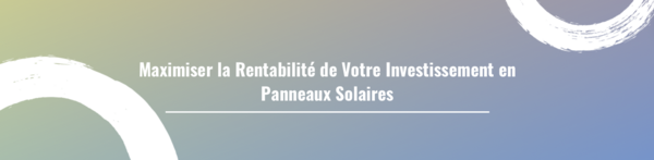 Maximiser la Rentabilité de Votre Investissement en Panneaux Solaires