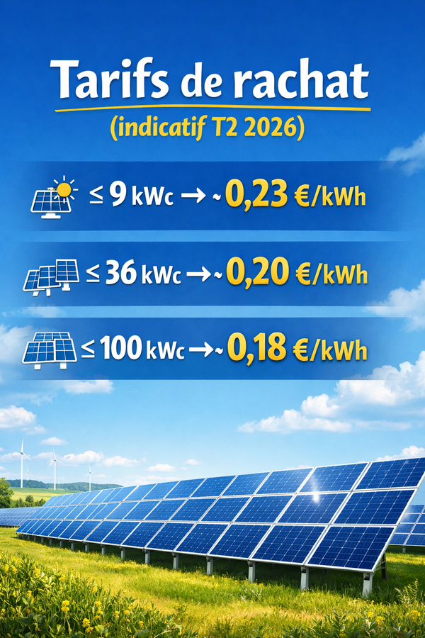 Tarifs de revente photovoltaïque – 1er avril 2026