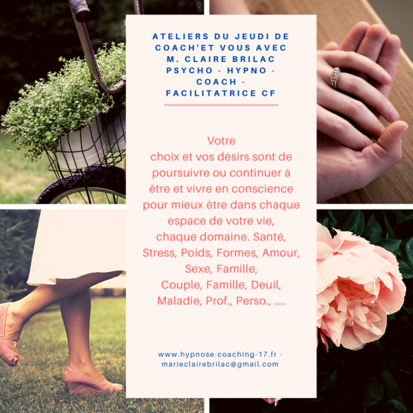 DEPUIS CHEZ VOUS En Ligne : Les Espaces-Ateliers de L'académie Coach'Et Vous chaque semaine le mercredi à 20h  