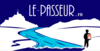 Logo stylisé Mont Saint Michel avec rivière et tablette