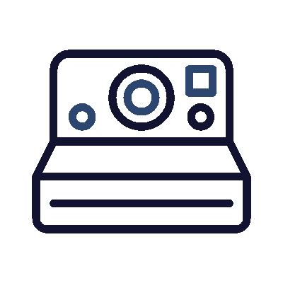 Wired outline 1035 polaroid camera hover pinch