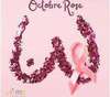 Silhouette poitrine féminine avec ruban rose Octobre Rose
