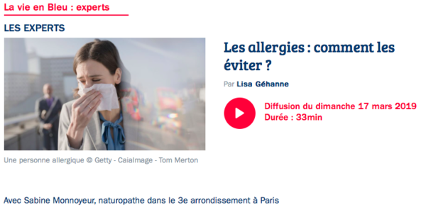 France Bleu, redif émission de dimanche sur les Allergie