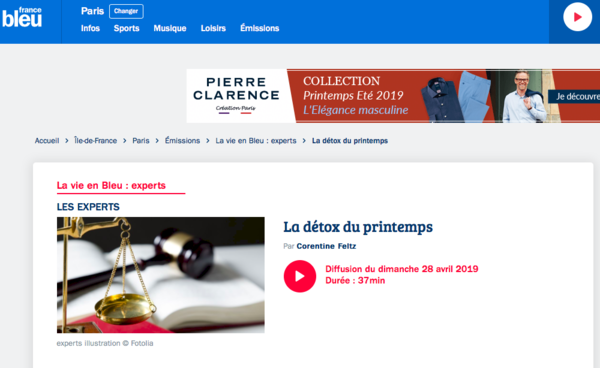 REDIF EMISSION FRANCE BLEU - LA DETOX DE PRINTEMPS