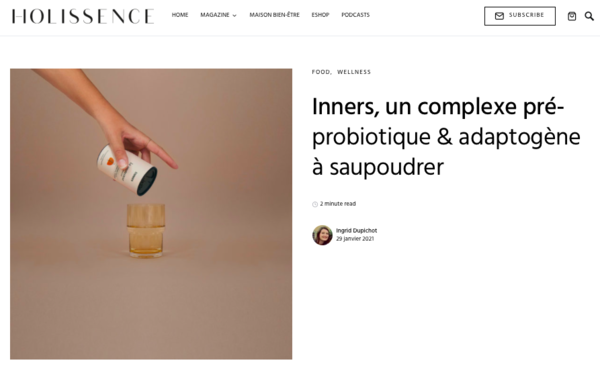 Article Inners pour Holissence
