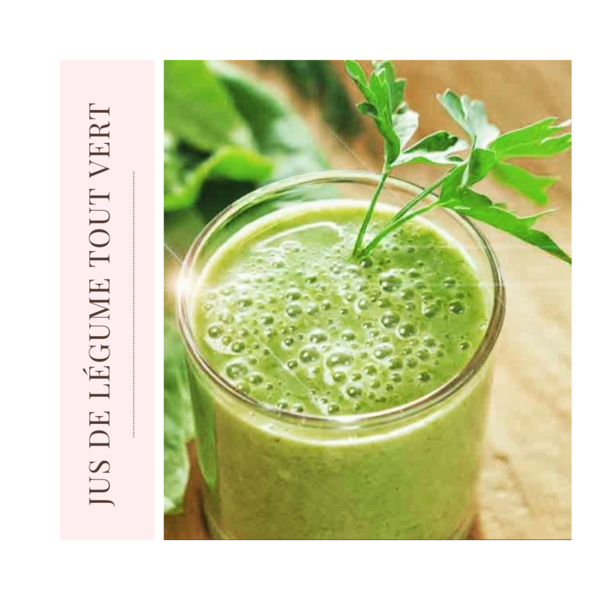 Jus de légume vert remineralisant concombre, kale, pomme, menthe, citron, gingembre 