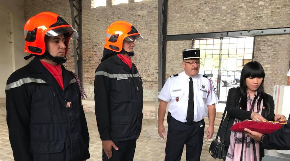Cérémonie de remise de médailles de sapeurs-pompiers de Lognes.