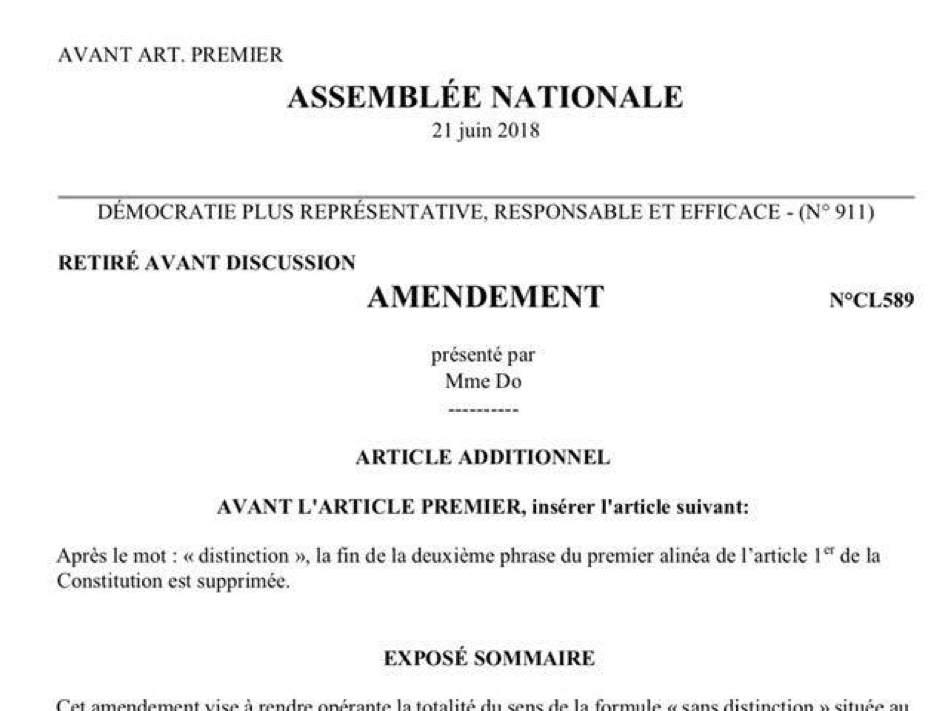 Projet de loi constitutionnelle : le mot « race » radié de la Constitution !