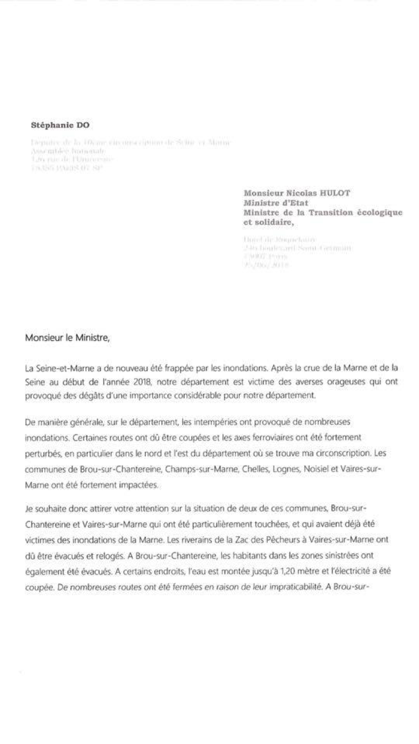 Inondations en Seine-et-Marne : mon intervention auprès de Nicolas Hulot pour la reconnaissance de l’état de catastrophe naturelle