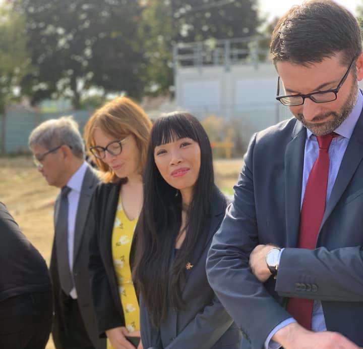 Cérémonie de la pose de la première pierre de la nouvelle école Jules-Ferry à Noisiel