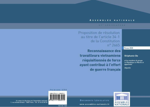Ma proposition de résolution visant à acter la reconnaissance de la réquisition forcée de travailleurs vietnamiens lors de la Seconde Guerre Mondiale