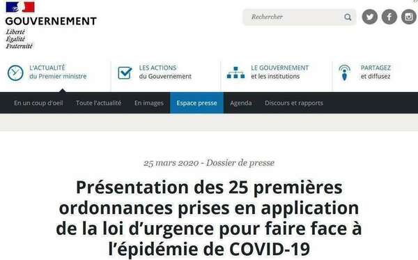 Covid-19 - Adoption des ordonnances d'urgences pour faire face à l'épidémie de Covid-19 