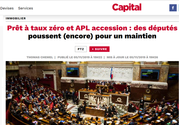 Contre l'avis du Gouvernement, j'ai défenu le maintien du prêt à taux zéro et l'APL accession, mon rapport sur les crédits relatifs au logement du Projet de Loi de Finances (PLF 2020)