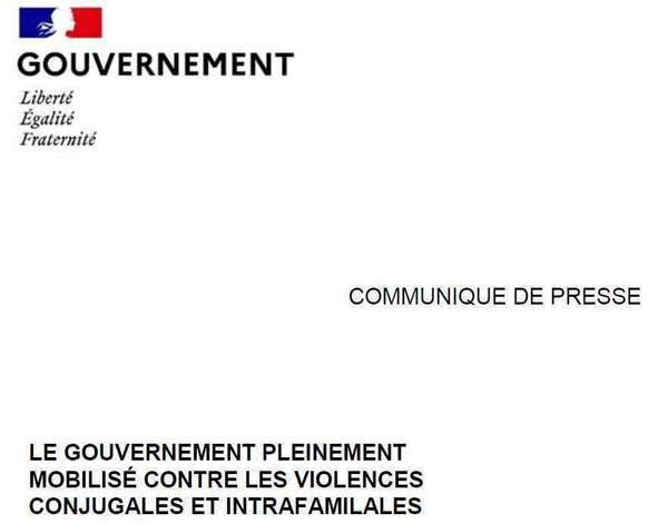 Le Gouvernement pleinement mobilisé contre les violences conjugales et intrafamiliales