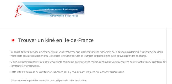 La plateforme pour trouver un(e) kiné en Ile-de-France et notamment en Seine-&-Marne