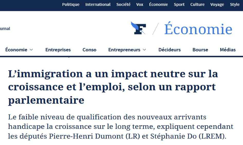 Le Figaro a consacré un article à mon rapport sur l’immigration